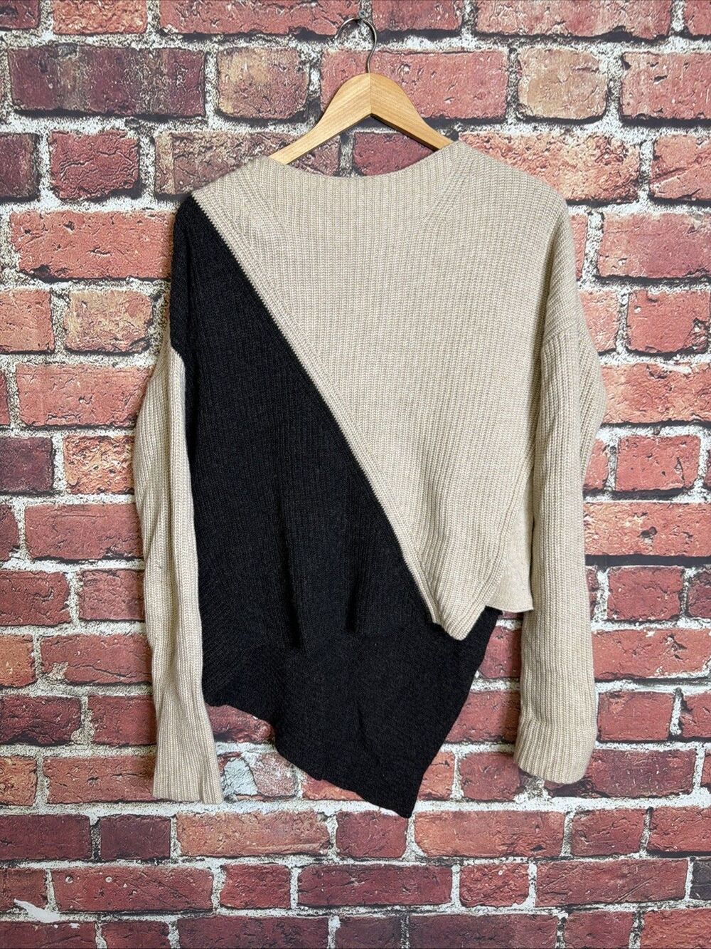 Brochu Walker Thandee Asymmetrical Wool Blend Boat Neck Pull-Over Sweater Small